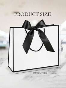 1/5pcs-Landscape-Style Kraft Paper Gift Bags, Shopping Bags, Packaging Bags With Handles, Bow-Decorated Handbags, Trick Or Treat, Halloween, White Large-Capacity Paper Bags, Halloween, Thanksgiving, Christmas, New Year, Wedding, Birthday Gift Packaging Bags - Multicolor - View 26