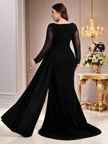 Coutiva Plus Size Formal Evening Gown (Heavily Embellished) Plus Size  Plus Size Black Curve Dress Plus Size Black Formal Dress Plus Size Black Evening Dress - Black - View 2
