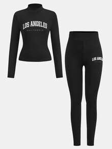 Girlism Tween Girls Casual Minimalist Knit Long Sleeve Snug Fit 2 Pieces Set - Black - View 5