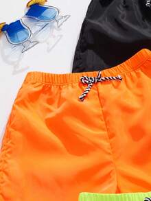 SHEIN Tween Boy 4pcs Casual Woven Beach Shorts Set