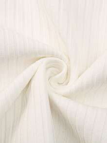 SHEIN 女婴舒适罗纹针织保暖高领长袖T恤，优雅基础款秋冬T恤