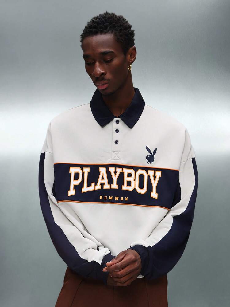 PLAYBOY X SUMWON Rugby Polo Collar Sweatshirt With Logo