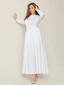 Auralis Váy dài tay cỡ lớn dành cho nữ, Váy dài quá khổ, Quần áo mùa thu, Váy trắng đơn giản và thanh lịch, Quần áo nữ duyên dáng Quần áo mùa thu dành cho nữ Váy sinh nhật dành cho nữ, Váy trắng Váy mùa thu sang trọng thanh lịch dành cho nữ Váy kín đáo Váy công sở - trắng - Xem 6