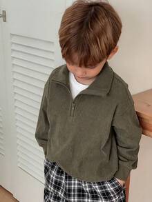 Dazy Kids Toddler Boys' Loose Fit Leopard Print Collar Sweatshirt, Casual Autumn