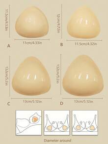 4pcs Self-Adhesive Silicone Bikini Push-Up Pads With Double-Sided Triangle Adhesive Strips - Multicolor - View 2