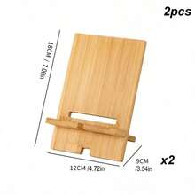 1/2 件装现代简约木质手机支架 - 符合人体工学，适合懒散人士，预留充电口，可拆卸设计，轻巧便携，节省空间，兼容 、桌面办公平板电脑，稳固便携，生日、家人、朋友礼物，手机支架，手机配件 - 原竹色 - 查看 19