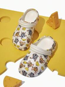 TOM & JERRY X SHEIN Cute Cartoon White Children's Slip-On Garden Clogs Toddlers & Kids Non-Slip Breathable Quick-Drying Water Shoes, Lightweight And Durable EVA Material, Unisex For Boys Girls In The House, Bthroom, Playground, Swimming Pool, Beach Shower Slides Slippers Sandals Indoor Outdoor,Cat - White - View 9