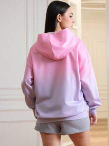 HELLO KITTY AND FRIENDS | SHEIN 女士休闲渐变卡通图案卫衣，秋季卫衣，大码女式印花卫衣，可爱卫衣，女式卫衣，可爱卫衣，印花卫衣 - 彩色 - 查看 2