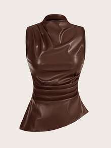 Auralis Plus-Size Leather Bodice For Women, Bestie And Me, Burgundy Top,Women Blouses, Women Dresses Christmas Women Clothes,Tank Top Party Women Dresses,Red Blouse Spring To Summer - Chocolate Brown - View 4