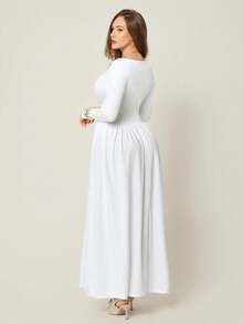 Auralis Váy dài tay cỡ lớn dành cho nữ, Váy dài quá khổ, Quần áo mùa thu, Váy trắng đơn giản và thanh lịch, Quần áo nữ duyên dáng Quần áo mùa thu dành cho nữ Váy sinh nhật dành cho nữ, Váy trắng Váy mùa thu sang trọng thanh lịch dành cho nữ Váy kín đáo Váy công sở - trắng - Xem 2