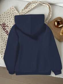 SHEIN Teen Girl Blue Floral Print Casual Sweatshirt, Loose Fit Pullover Top, Suitable For Winter Wear - Blue - View 2