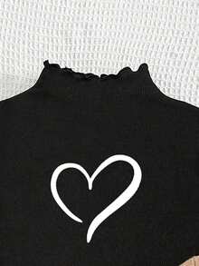 SHEIN 3件套少女休闲百搭纯色罗纹荷叶边高领T恤，可爱长袖上衣，舒适秋冬款式，适合感恩节、新年、日常、庆祝活动等场合，方便舒适，秋冬叠穿，时尚百搭。 - 彩色 - 查看 5