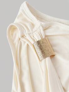 SHEIN MOD 3件套女士不对称复古金属装饰垂褶荷叶边优雅上衣，豹纹上衣，圣诞节上衣，女士新年夜上衣，度假上衣，优雅上衣，沙滩上衣，感恩节上衣，夏季上衣 - 彩色 - 查看 3