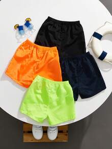 SHEIN Tween Boy 4pcs Casual Woven Beach Shorts Set