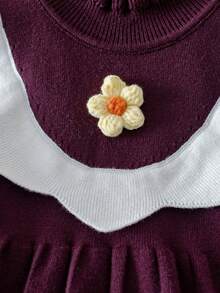 فستان بنات رضع جديد خريف/شتاء 2025، فستان أميرة مُحبك بزهور ثلاثية الأبعاد، مناسب للربيع والخريف والشتاء، للارتداء اليومي، حفلات العائلة، رحلات الخارجية، اللعب الداخلي والخارجي - بني - مشاهدة 9