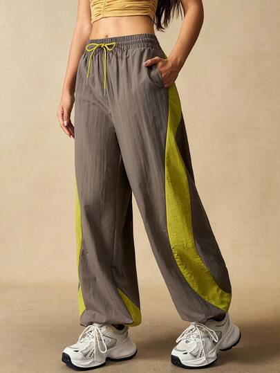 VARSIVA 女式撞色口袋休闲抽绳腰运动裤