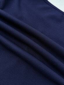 Teen Girls Long Sleeve Ruched Front T-Shirt And Flare Leg Pants Co-Ord Set - Navy Blue - View 7