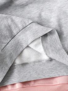 SHEIN 3件套少女印花针织保暖连帽卫衣套装 - 淺灰色 - 查看 8