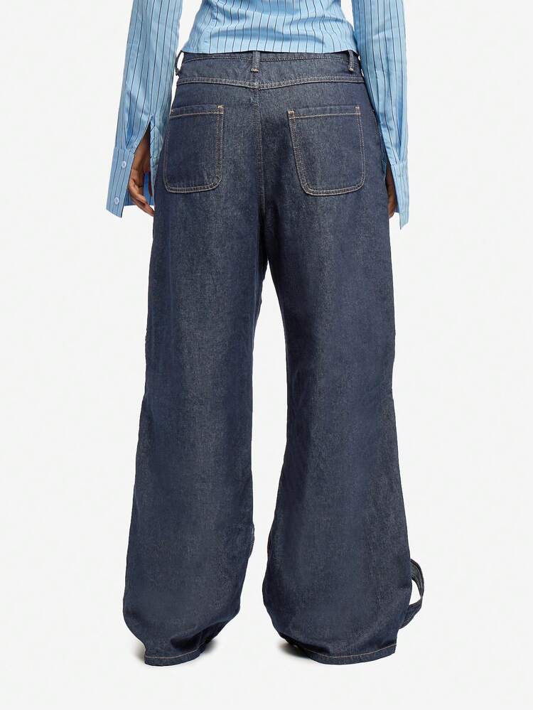 SUMWON WOMEN Wide Leg Denim Jeans With Applique Details