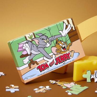 TOM & JERRY X SHEIN 60片创意卡通拼图，带收纳盒