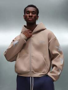 PLAYBOY X SUMWON Crop Fit Kapuzenpullover mit Reißverschluss und Bunny Logo, Mittel-Tasche, WinterlicheLässigal Streetwear-Stil - Braun - Übersicht 4