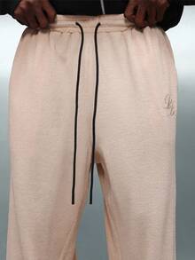 PLAYBOY X SUMWON Pantalones de chándal con cordón y puños acanalados para comodidad casual y uso diario en casa - Albaricoque - Ver 7