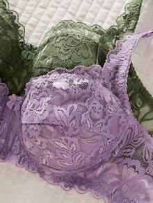 2pcs Lace Bra Wireless Lingerie Bra Set - Multicolor - View 6