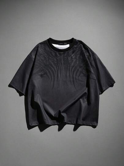 Street Life Men's Gothic Print Loose Fit Round Neck Short Sleeve Casual T-Shirt