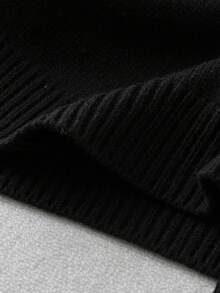 Manfinity EMRG Blogger Stylish Design English Print Men Pullover Sweater, Autumn/Winter Sweater Graphic Men Long Sleeve Knit Y2k Sweater Goth Sweater Grunge Sweater - Black - View 3