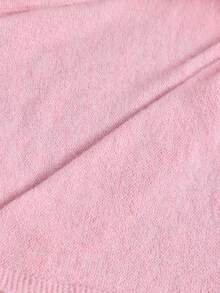Ontre 1pc Women's Soft Pink Knitted Set,Loose Drop Shoulder Long Sleeve Cropped Top & Camisole,Wool Blend Sweater For Autumn,Casual Lounge & Holiday Party - Baby Pink - View 9