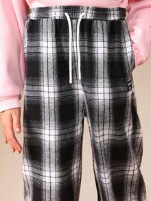 SUMWON Wide Leg Plaid Check Pants For Girls Casual School Palazzo Trousers With Drawstring Waist - Multicolor - View 6