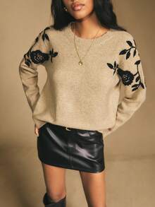 Poéselle Femmes à la mode Casual Col Rond Manches Longues Pull en Automne/Hiver, Automne, Vêtements d'Automne pour Femmes Chandail pour Femme Pulls Femme Pulls d'Automne Femmes - Kaki - Voir 7