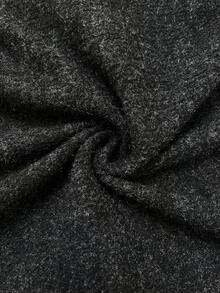 SHEIN Umstandsmode einfarbiger Langarm-Cardigan, Weste mit quadratischem Ausschnitt und verstellbarer Taille Midi-Rock Lässig Anzug, Herbst - Schwarz - Übersicht 9