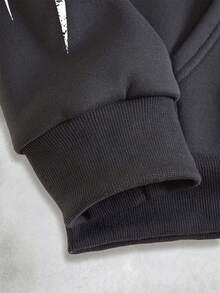 ROMWE MEN Goth 男士复古哥特风连帽抽绳休闲拉链百搭时尚卫衣，长袖上衣 - 灰色 - 查看 3