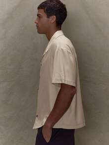 Musero Revere Collar Embroidery Button Through Boxy Shirt SPRING SUMMER - Beige - View 3