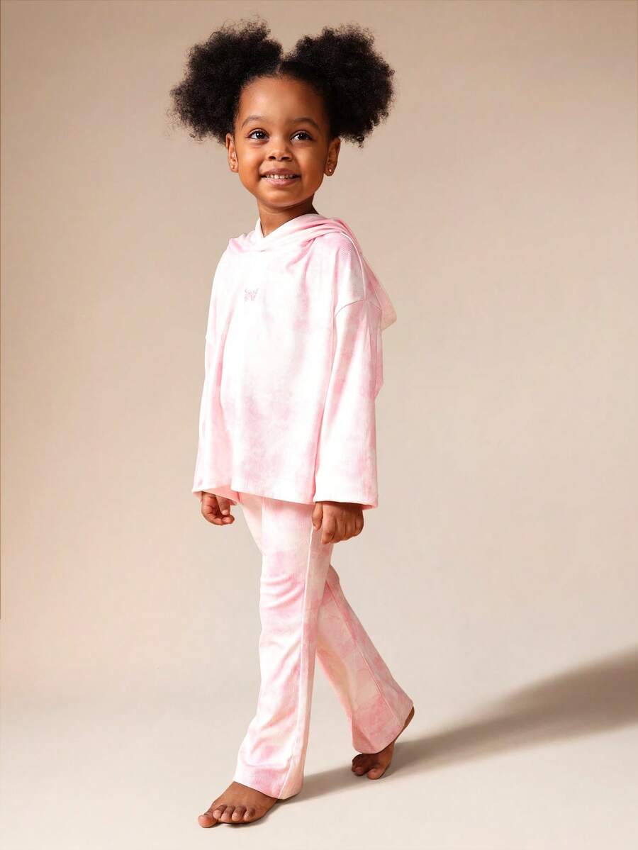 SUMWON 女童扎染连帽衫和运动裤套装休闲舒适运动服 - 彩色 - 查看 1