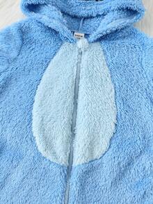 SHEIN Baby/Baby Boy/Girl Fleece Thickened Hooded Jumpsuit, Jumpsuit Outfits, Comfortable Versatile Fashion Daily Cute Ear Design Costumes, Suitable For Indoor, Outdoor Skiing, Daily Wear, Sports, Play, Party, Photo Shoot, Holiday, Halloween Warm Jumpsuit For Baby Boy New Born Baby Boy Clothes Winter Baby Fleece Jumpsuit Baby Cartoon Clothes
