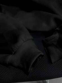 Resyla 大码女式拼色领运动休闲运动衫，学院风上衣 - 黑色 - 查看 4