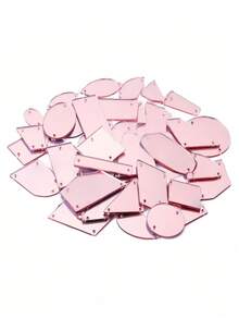 50 piezas de formas aleatorias con doble orificio, espejos acrílicos de colores múltiples para manualidades DIY, accesorios de moda, parches de lentejuelas - Multicolor - Ver 6