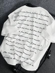 Manfinity EMRG Herren Street-Style Bestseller Slogan handgeschriebene englische Unterschrift Allover-Muster T-Shirt, geeignet für Outdoor-Musikfestivals, Alltagstragen, Treffen mit Freunden, Geschenke für Freund/Ehemann, Jahrestags-Geschenke, Weiß