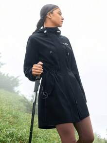 In My Nature 女式纯色长袖连帽雨衣，带口袋，户外徒步女装