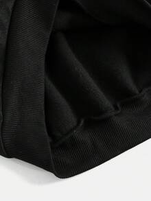 Girlism 青少年女孩秋冬黑色针织羊毛连帽衫，带 3D 耳朵设计和涂鸦印花阔腿牛仔裤两件套