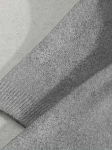 SHEIN Franclia 女士圆领纽扣配腰带长款针织毛衣裙 - 灰色 - 查看 4