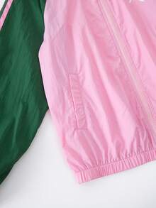 Tween Girls' Casual Cute Korean Style Bow Print Lightweight Jacket, Suitable For Back To School, Graduation Season - Multicolor - View 6