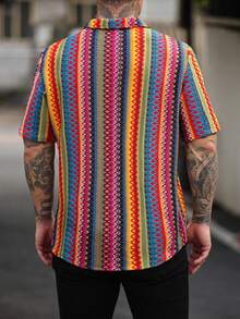 Manfinity RSRT Camisa de vestir para hombres con tela jacquard texturizada de varios colores - Multicolor - Ver 2