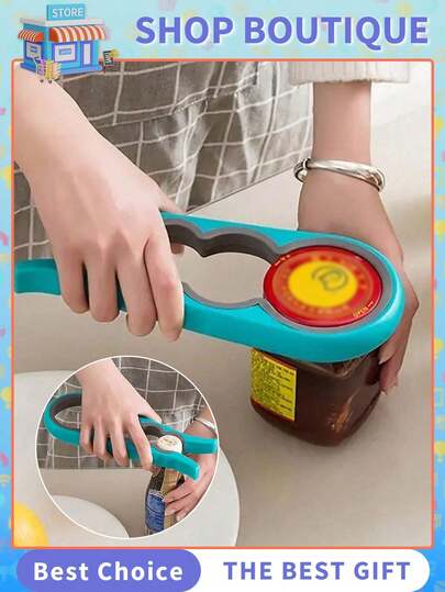 1/2pcs Multifunctional 4-In-1 Jar Opener,Jar Gripper,Lid Opener,Can Opener,Bottle Opener, Easy To Use For Children, Elderly- Kitchen Gadget For Easy Access To Jars And Cans, Efficient Convenient Time-Saving Can Opener Tool