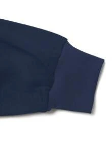 GlowEve Damen Lässig Kontrast Saum Kordelzug Kapuzen Sweatshirt, Herbst - marineblau - Übersicht 4