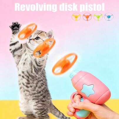 PETSIN 1 Piece Pet Rotating Flying Saucer Gun, Pet Flying Disc Toy, Outdoor Cat And Dog Interactive Toy, Pet Toy, Pet Supplies