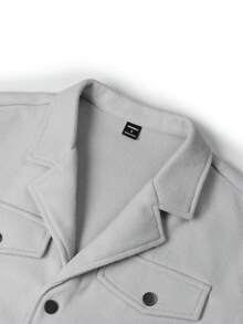 Manfinity Homme Abrigo informal de manga larga para hombres, minimalista y de moda para uso diario, otoño/invierno - Gris Claro - Ver 6