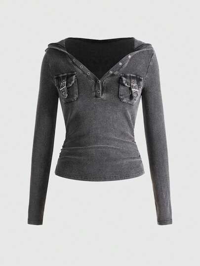 Grunge Punk T-shirt graphique à col ras-du-cou à manches courtes, vintage lavé et délavé avec poche, convient pour l'été, la plage, la remise des diplômes, Pâques, les concerts, les vacances à Nashville